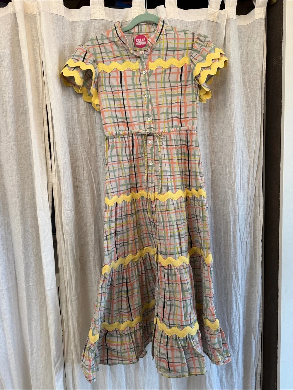 CeliaB Ippolita Plaid Yellow Trim Dress - Picture 3 of 5